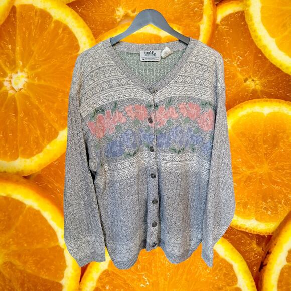 VTG Northern Reflections Grandma Chic Button Up Cardigan Size Large - Picture 2 of 7